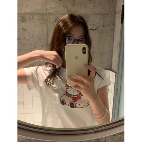 插肩袖ins夏日独特kitty猫t恤女