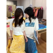 T恤纯棉甜美夏季 韩里韩气姐妹装 滑板海滩印花宽松休闲短袖 女上衣