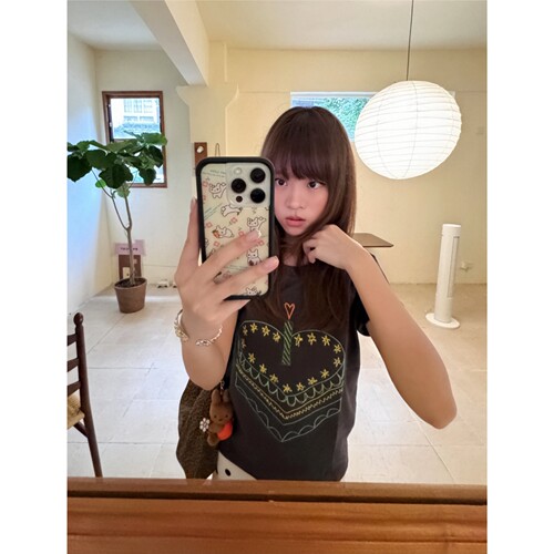 cleanfit手绘蛋糕刺绣短袖女T恤
