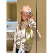 顽季 宽松秋冬女上衣 可爱天使刺绣加绒卫衣帽衫 果 韩系ins奶油风