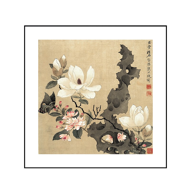 新中式玄关c装饰画斗方国画花鸟挂画餐厅客厅背景墙画茶室禅意壁