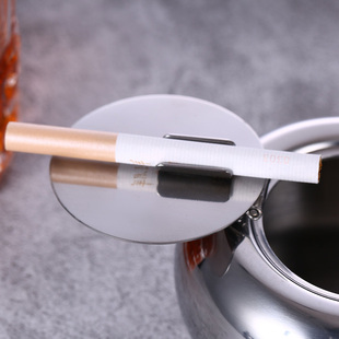 密封潮流客M厅卧室办公防风家用烟 不锈钢烟灰缸创意带盖大号个性