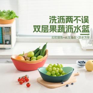 宝沥水篮厨房洗菜漏水篮家用沥水筛洗水果食品级收纳菜盆糖果盘 元
