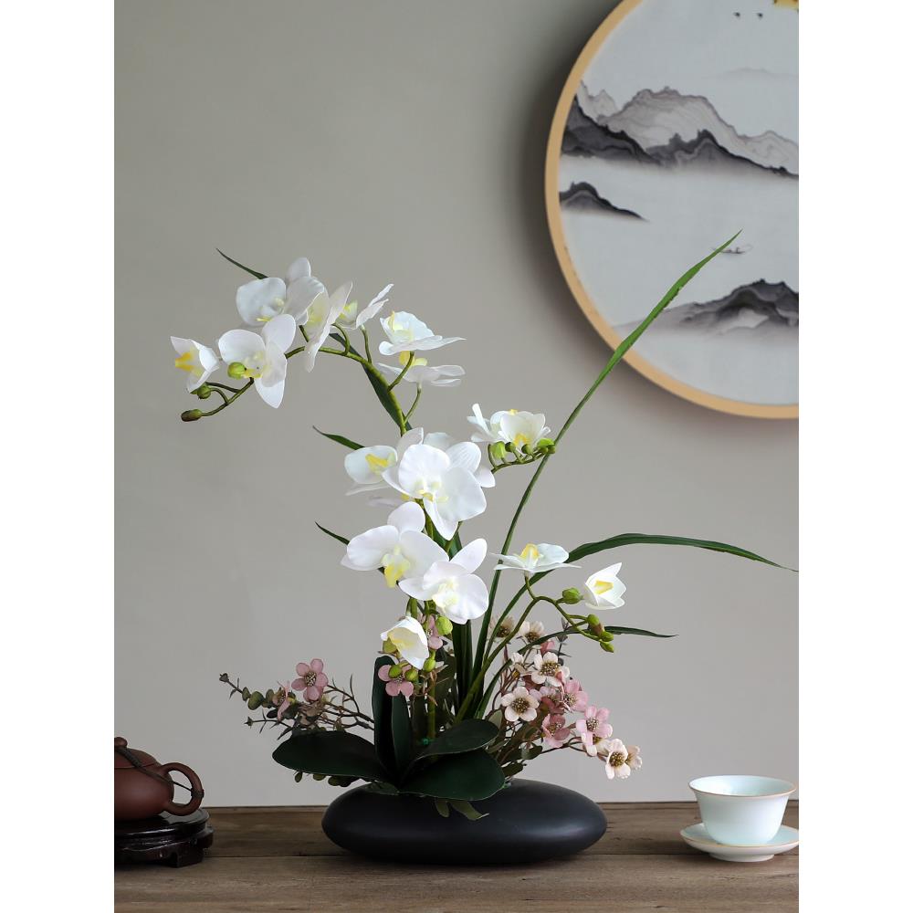 高品质新中式蝴蝶兰仿真花摆件客厅摆设茶几玄关桌面装饰假花