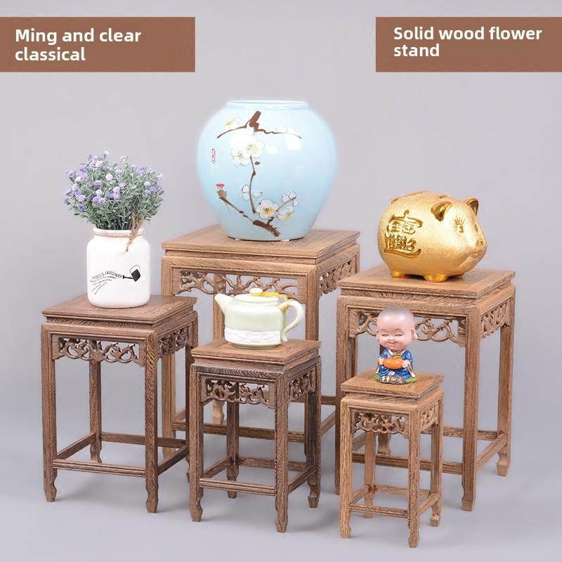 天然装饰实木雕刻工艺品装饰底座鸡翅木奇石花盆装饰底座花架