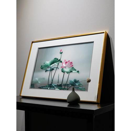 苏绣成品挂画新中式床头画纯手工客厅餐厅玄关走廊中国风刺绣荷花