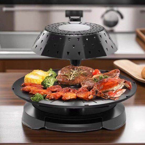 绿阳厂家直销家用智能电器全自动不粘锅烤肉机无油烟红外线电烤盘