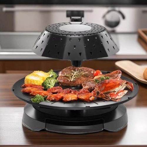 绿阳厂家直销家用智能电器全自动不粘锅烤肉机无油烟红外线电烤盘