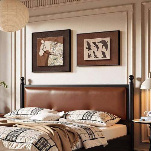 马到成功中古风卧室床头装饰画 画覆古艺术墙面上挂画 画高级感主