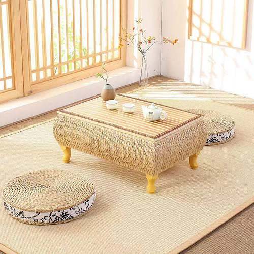 藤编茶几阳台围棋桌棋盘桌喝茶桌窗台桌子榻榻米飘窗小茶几及坐垫