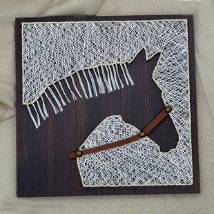 马到功成钉子绕线画减压手工DIY材料包儿童创意礼物3D纱线画装 饰