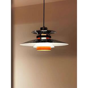 包豪斯新款胡桃木纹飞碟餐厅吊灯可移位轨道升降吧台摇臂覆古吊灯