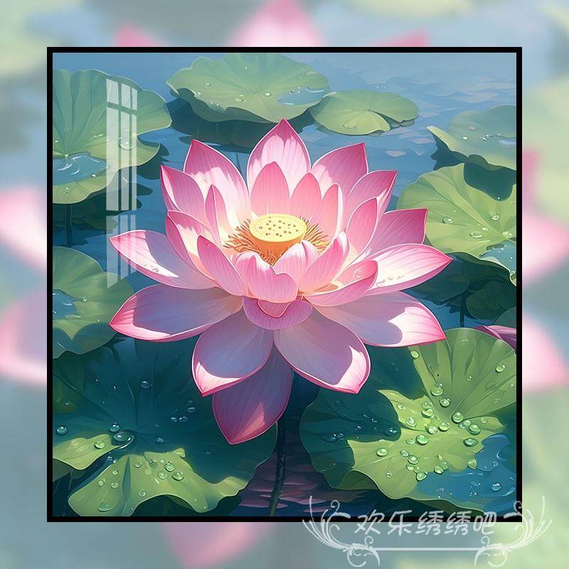 荷花十字绣新线绣客厅优雅的新中国风绣小卧室钻石画满钻石5D手工