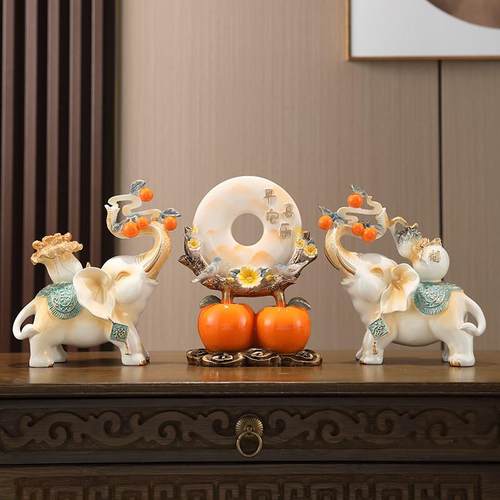 新中式复古客厅酒柜玄关电视柜招财大象一对象摆件家居装饰品摆设