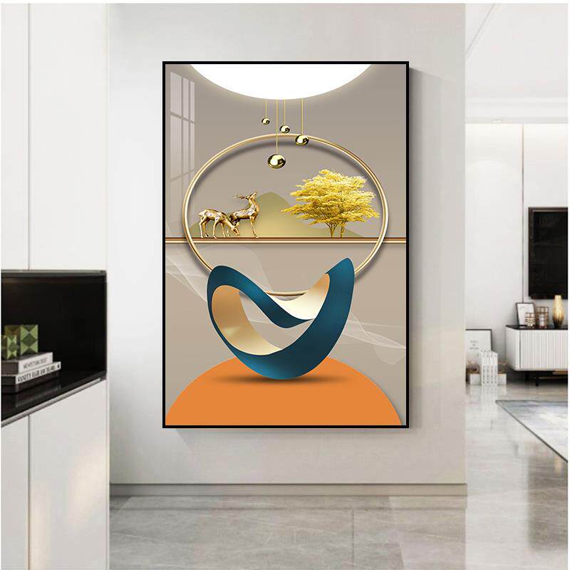 入户玄关装饰画走廊过道竖版现代简约轻奢壁画正对门客厅玄幻挂画