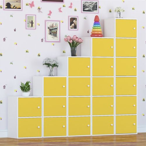 带门小柜子书柜储物柜彩色儿童柜卧室床头柜学生教室自由组合木柜