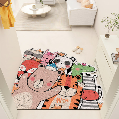 入户丝圈地垫门垫地毯家用垫x子进门防滑门口卡通动物蹭脚垫可定