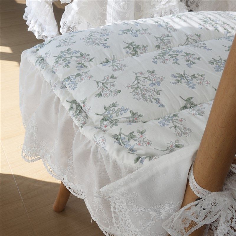 田园超ins薄款刺绣荷叶边简约居家布艺椅垫坐垫餐椅四季透气碎花