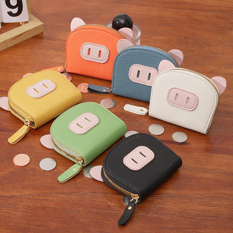 风琴卡包女士卡通可爱小猪卡片夹多卡位大容量证件卡套拉链零钱包