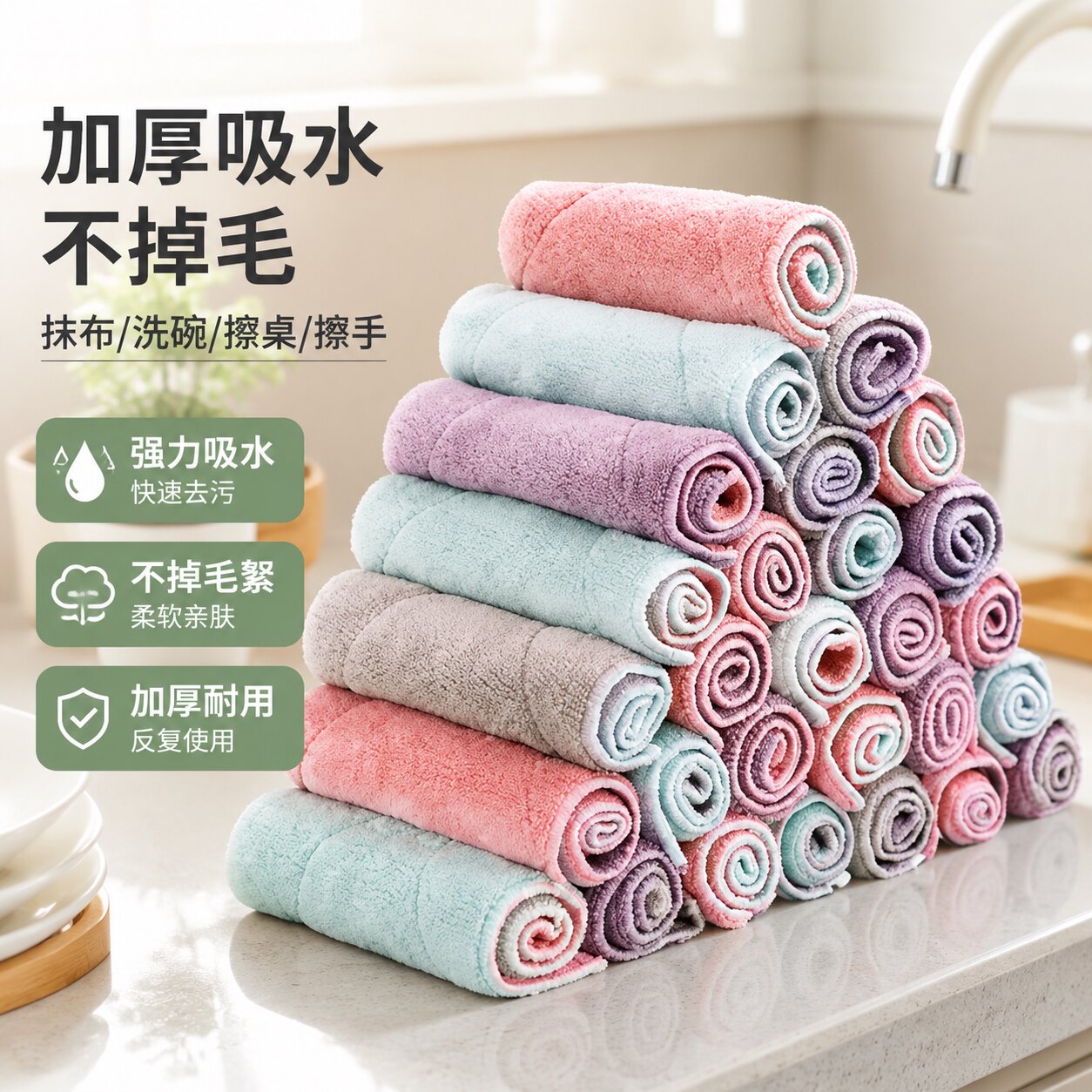 吸水加厚厨房不沾油清洁布擦手巾
