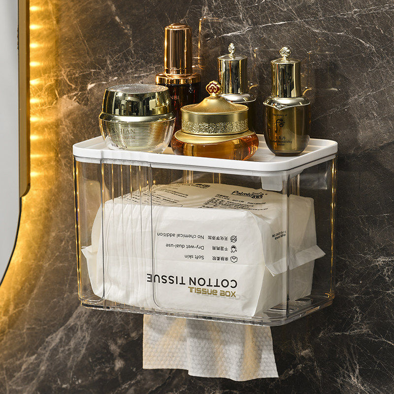 轻奢洗脸巾收纳盒纸巾盒壁挂式厨房卫生间厕所浴室倒挂抽纸盒透明,收纳整理,纸巾盒,淘宝优惠券,粉丝福利购,淘宝优惠卷