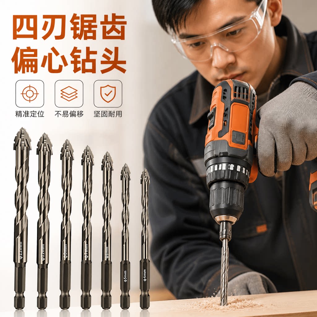 升级四刃锯齿偏心干打扩孔钻头
