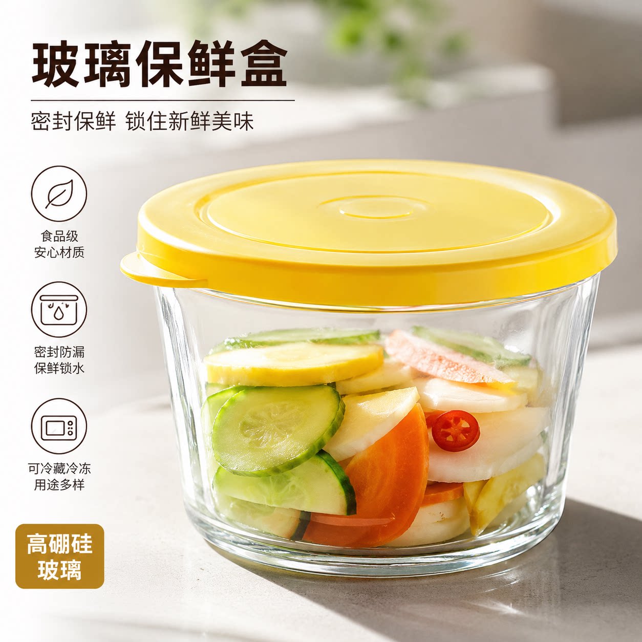 玻璃小碗带盖食品级咸菜密封罐玻璃保鲜盒冰箱小菜泡菜分装收纳盒