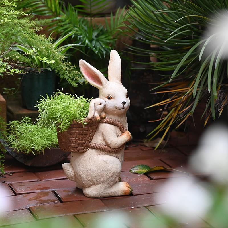 户外可爱兔子花盆花园摆件创意动物庭院装饰阳台布置小院露台造景