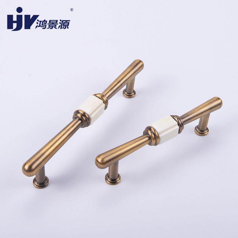 古典轻奢锌合金陶瓷欧式金色拉手衣柜门橱柜抽屉电视柜家装五金