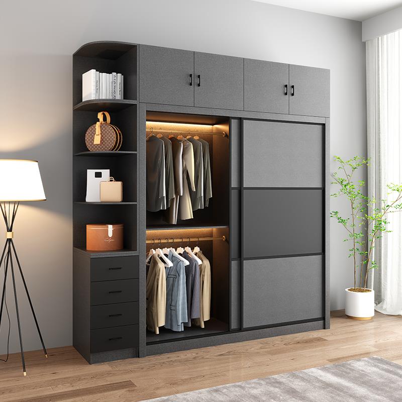 衣柜简约现代出租房用衣柜家用卧室移门衣橱组装北欧推拉门大衣柜