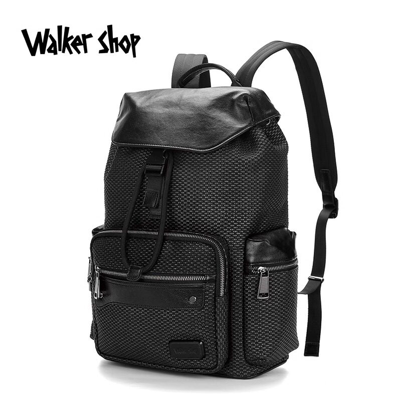 Walker Shop双肩包编织大容量背包轻便潮流休闲旅行出差电脑背包