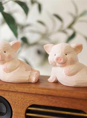 Joe/妖娆猪猪小木雕摆件桌面创意可爱 美猪出浴搞怪小礼物