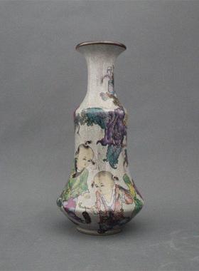 景德镇仿古陶瓷乾隆粉彩婴戏图花瓶家居装饰展柜摆件收藏做旧瓷器
