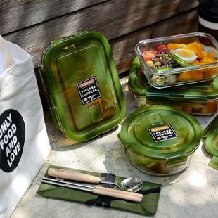 高硼硅玻璃饭盒可微波炉加热专用上班族带饭便当盒分隔水果保鲜盖