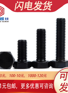 M10M12 304不锈钢黑色外六角螺丝螺栓加长*x80x100x120x130x150mm