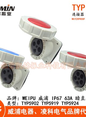 WEIPU威63A防水工业暗直插座 3.4.5芯TYP5902TYP5919TYP5924 IP67