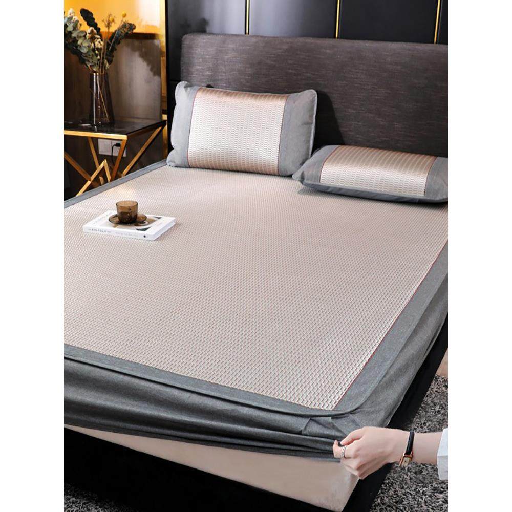 夏季冰丝凉席三件套可水洗床笠款防滑空调席子1.5m1.8x2x2.2米床,床上用品,冰丝席,淘宝优惠券,粉丝福利购,淘宝优惠卷