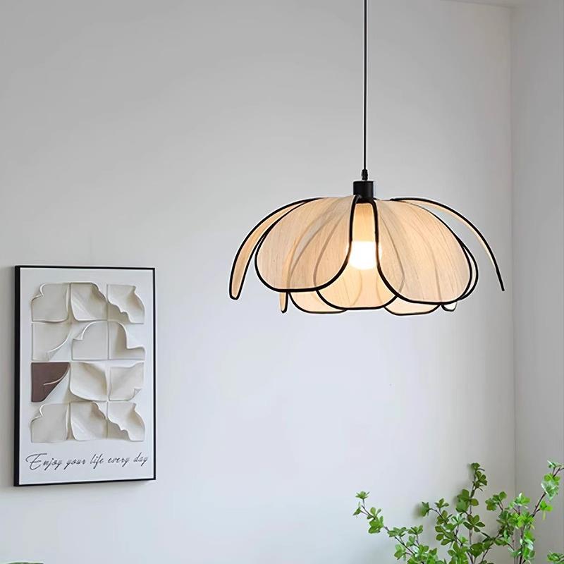 法式奶油复古餐厅吊灯日式书房中古侘寂风客厅卧室高级感花瓣灯