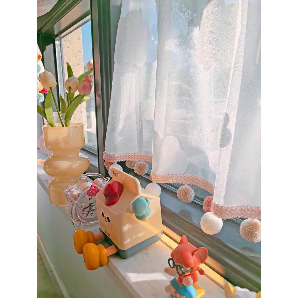 奶油风云朵白色短窗帘蕾丝纱阳台装饰遮挡帘屏风遮丑装饰半帘新款,居家布艺,隔断帘/隐私帘,淘宝优惠券,粉丝福利购,淘宝优惠卷