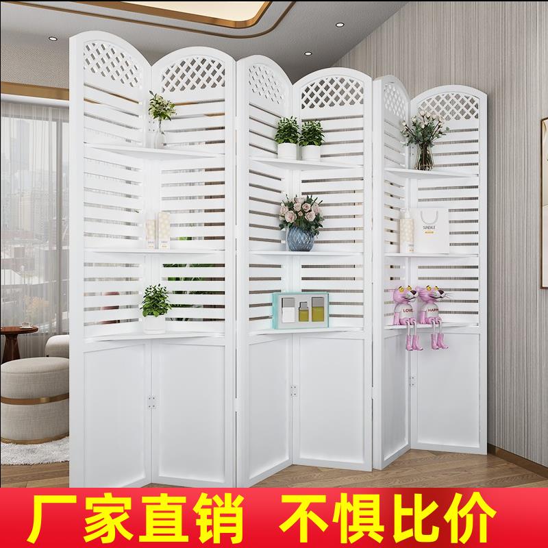 百叶屏风隔断现代简约客厅可移动玄关墙折叠遮挡家用美容院置物架