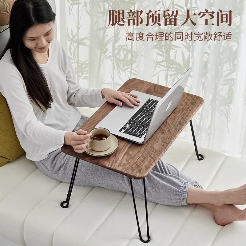 黑胡桃木飘窗桌子轻奢榻榻米可折叠矮桌日式小茶几实木炕几小茶台
