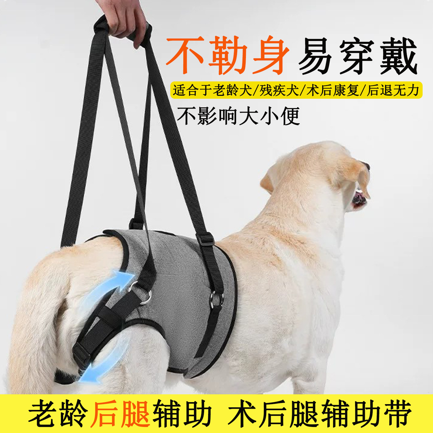 老龄患病犬上下楼梯提拉带后腿辅助站立残疾犬四肢无力康复牵引带