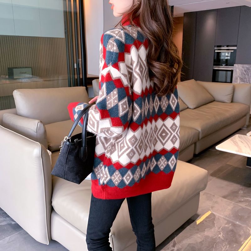 高领加厚毛衣女宽松2023秋