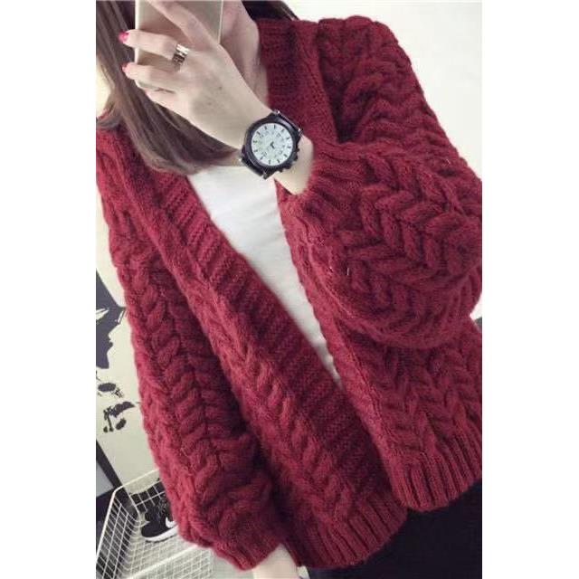 麻花毛衣女开衫冬装宽松粗毛线秋冬季外套原宿韩版学生春秋装新款