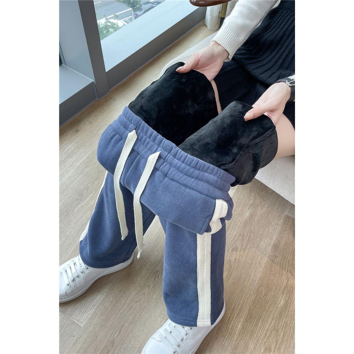 加绒裤子女冬季新款运动裤阔腿裤2025新款爆款秋冬款加厚休闲棉裤