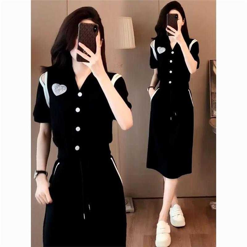 休闲运动服套装女2025年夏季新款设计感气质短袖上衣半身裙两件套