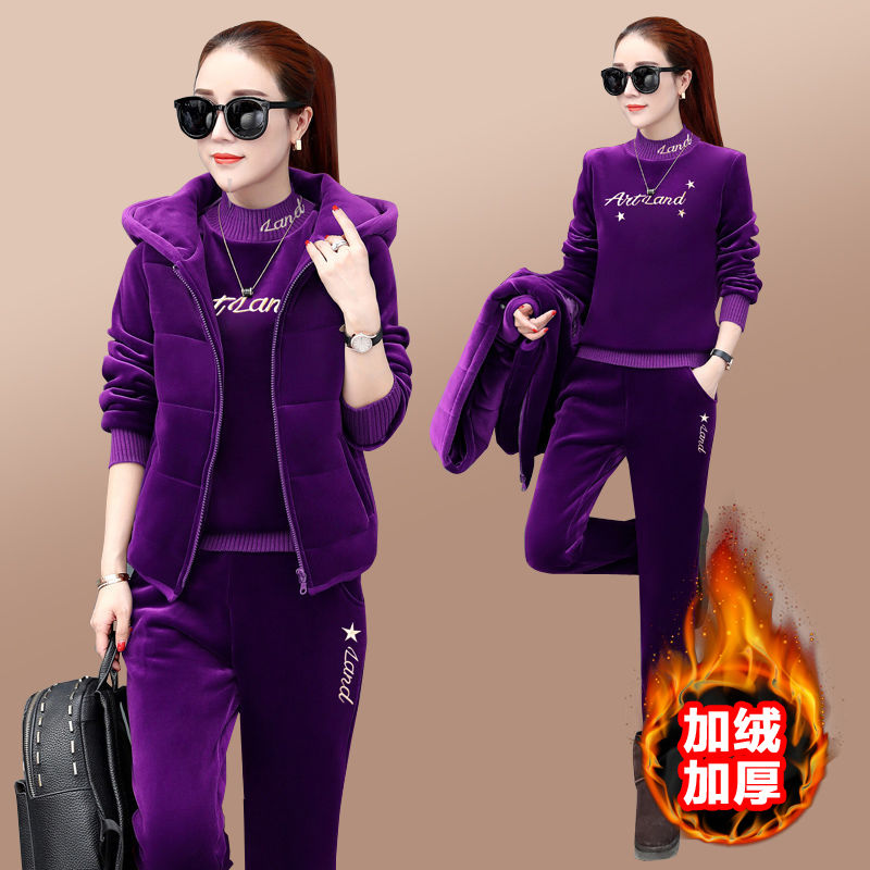 加绒厚金丝套装女2023新款