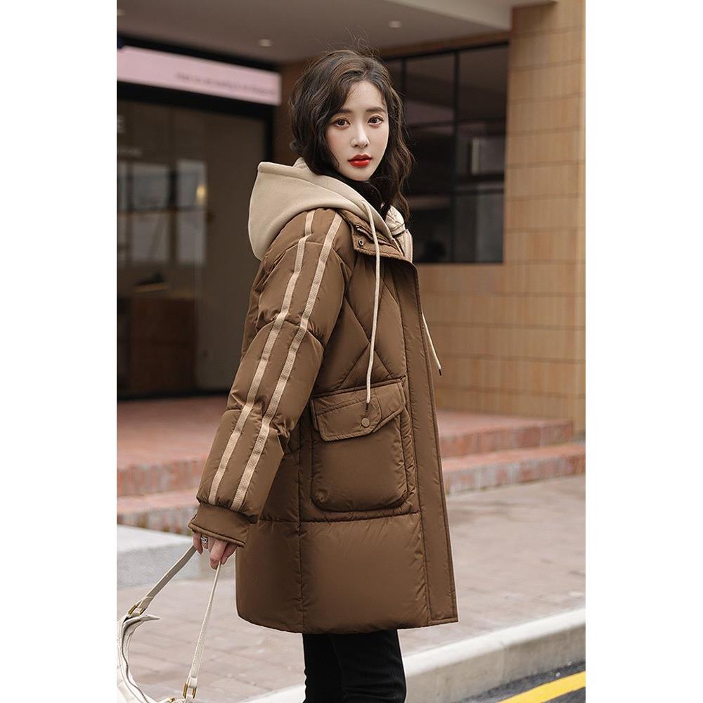 假两件羽绒棉服女中长款20