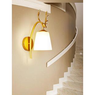 智能感应灯壁灯家用北欧鹿角金色走廊过道灯楼梯间自动感应亮墙灯