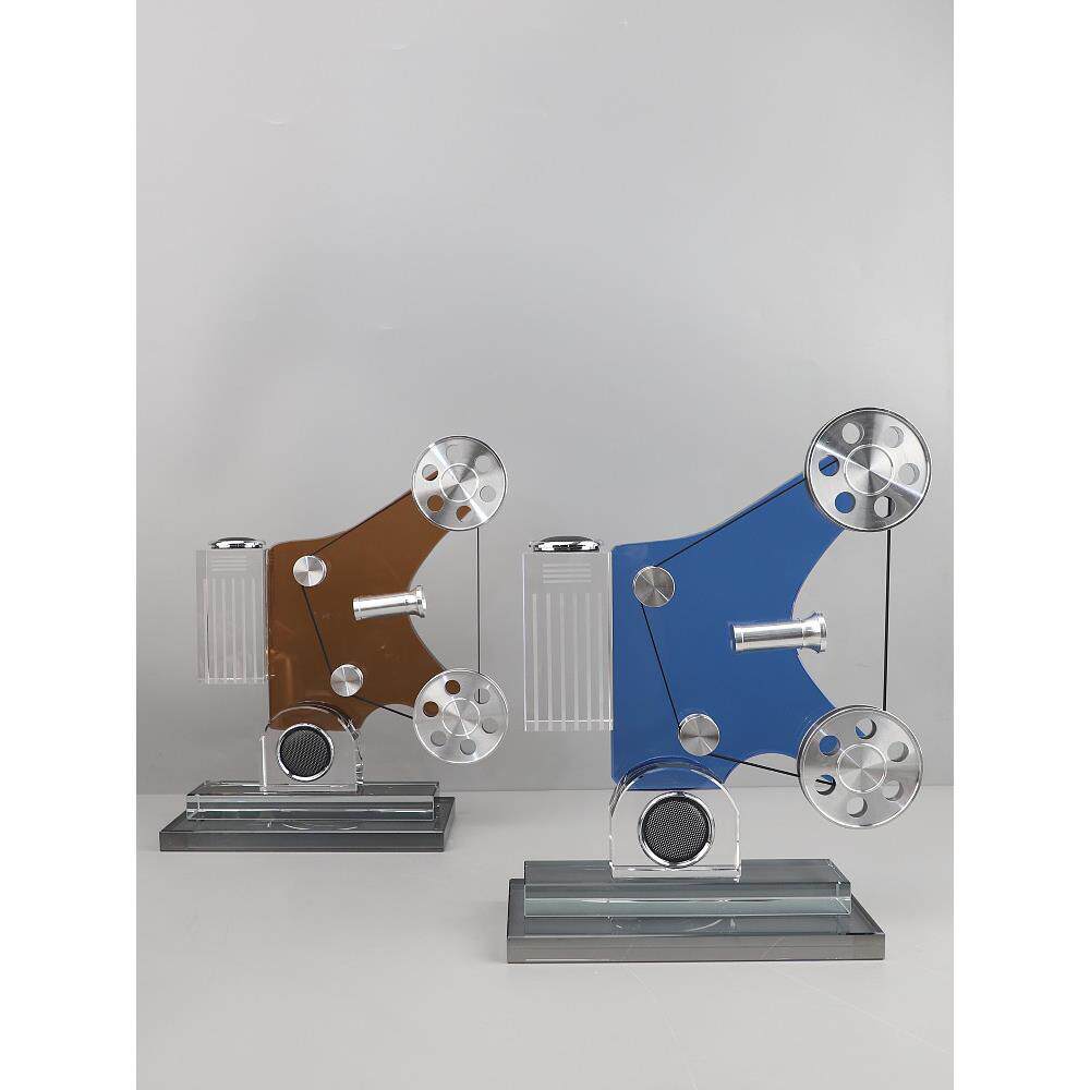 创意水晶覆古留声机音响摆件模型家居客厅电视柜桌面样板间工艺品